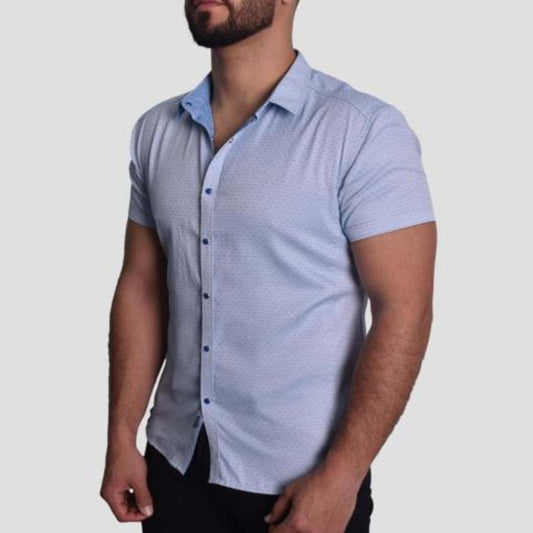 REVERSIBLE SHORT SLEEVE SHIRT - SKY