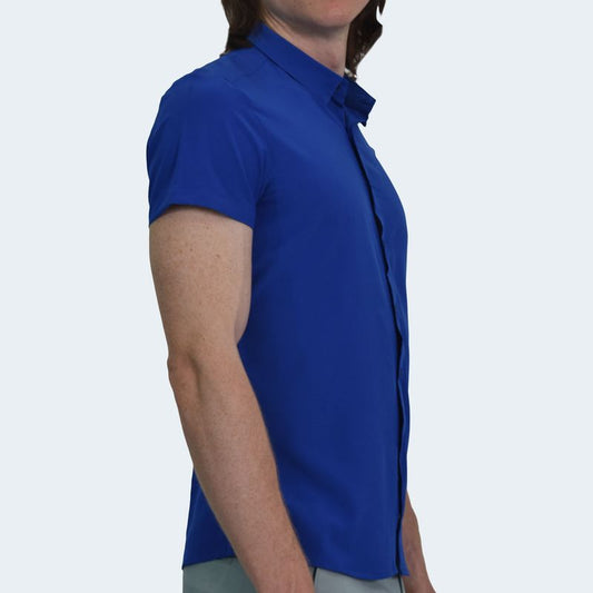 SHORT SLEEVE PERFECT FIT SHIRT - BLUE