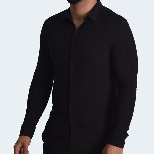LONG SLEEVE SHIRT PERFECT FIT - BLACK