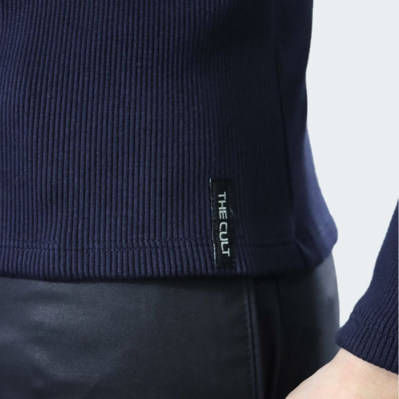 TUBE NECK JACKET WITH SPECIAL WOVEN ZIPPER - NIGHT BLUE