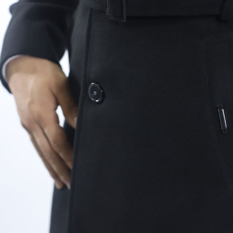 LONG CLOTH COAT - BLACK