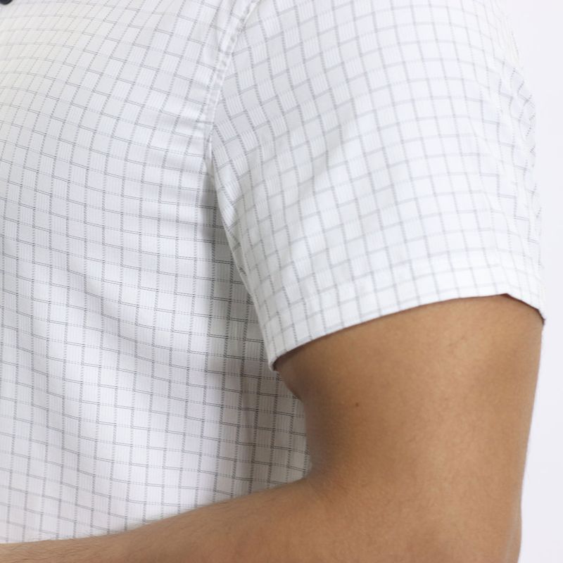 PERFECT FIT PLAID SHORT SLEEVE SHIRT - WHITE