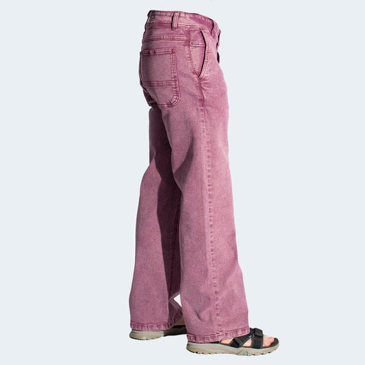 COMFORT DENIM WIDE LEG JEANS - GRAPE