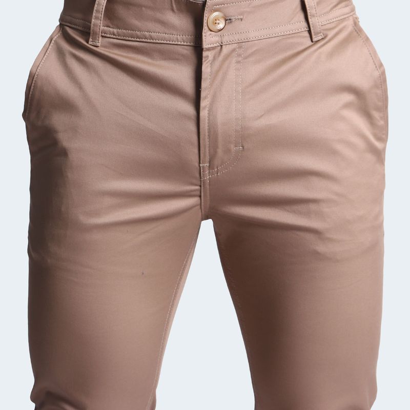 SLIM-FIT DRILL TROUSERS - BEIGE