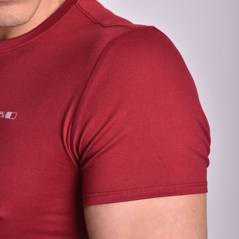 Short Sleeve Round Neck Polo Shirt - WINE