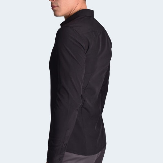 LONG SLEEVE PERFECT FIT SUIT SHIRT - BLACK
