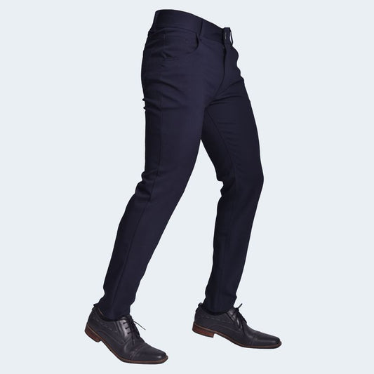Pantalon Semipitillo Estilo Clásico, Perfect Fit, Tela Premium, Elegante y Versátil - AZUL MARINO