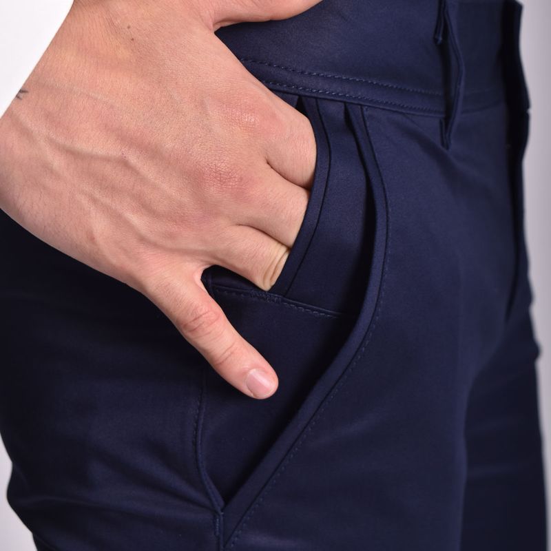 Pantalon Pitillo Satinado Elegante Perfect Fit con Acabado Suave - AZUL