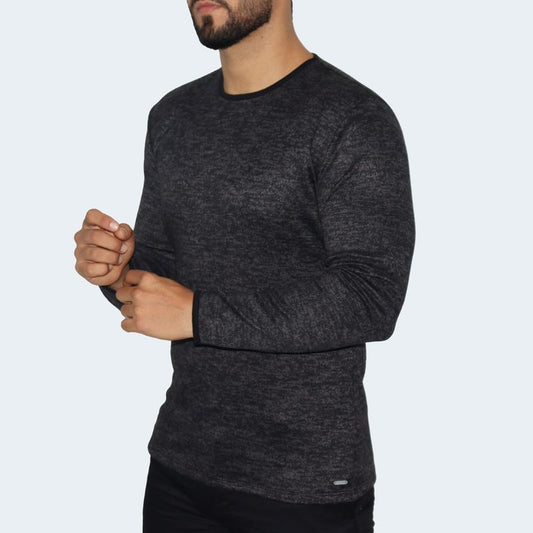 Signature crew neck sweatshirt, perfect fit - BLACK
