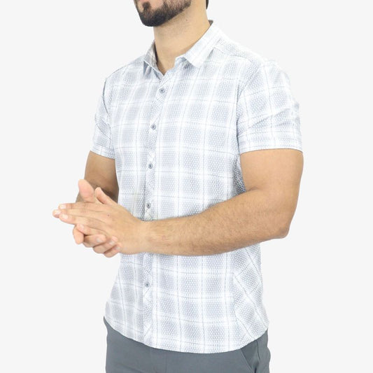 Signature short sleeve shirt – woven texture with modern style – GREY