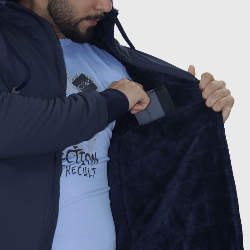 PARKA OVERSIZE IMPERMEABLE CON FORRO PELUCHE - NAVY