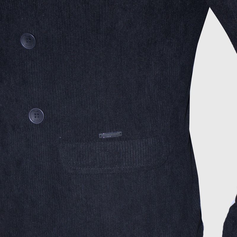 Signature corduroy double-breasted blazer Perfect Fit lining with bison leather feel - BLACK