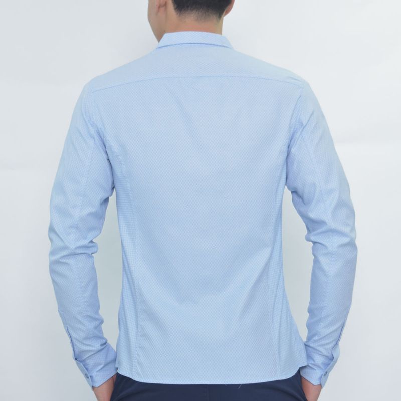 Camisa manga larga con diseño tejido Liberty Estilo refinado y moderno - CELESTE