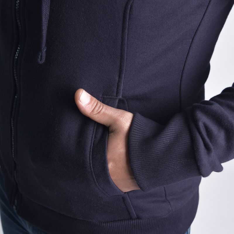 Hoodie afranelado Slim Fit - AZUL NOCHE