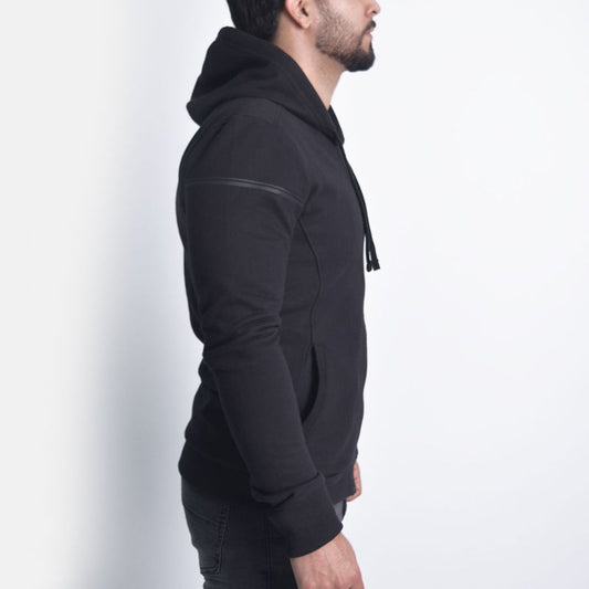 Hoodie afranelado Slim Fit - NEGRO