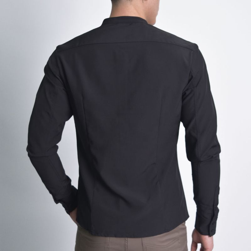 Camisa manga larga Cuello Neru Tejido especial transpirable Perfect Fit - NEGRO