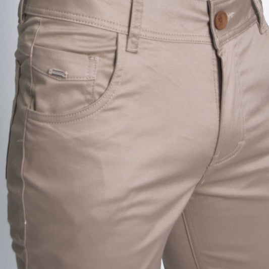 Pantalon drill pitillo Comfort con stretch premium - BEIGE