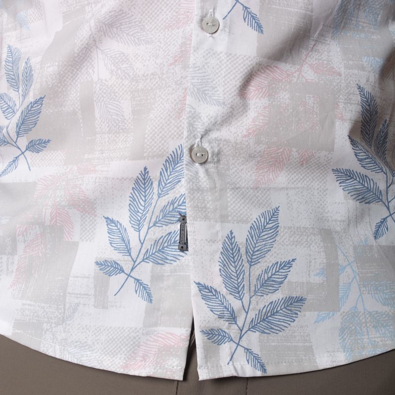 Camisa Manga Corta | Perfect Fit | Tejido Floral & Geométrico