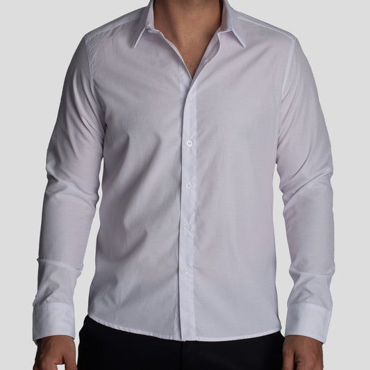 Camisa de Traje | Ajuste Perfecto | Tejido Dobby 3D Satinado – Antiarrugas