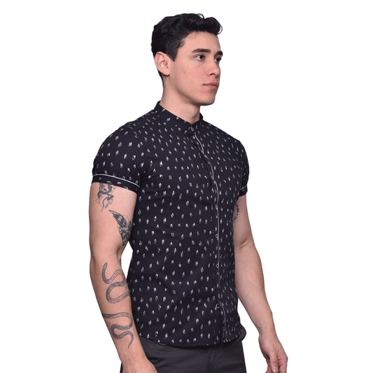 Camisa Manga Corta cuello neru- Estampado Minimalista - PERFECT FIT