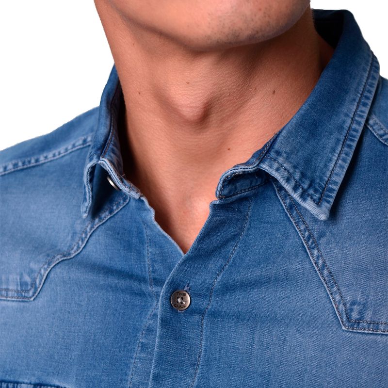 CAMISA DENIM MANGA CORTA PERFECT FIT - ICE