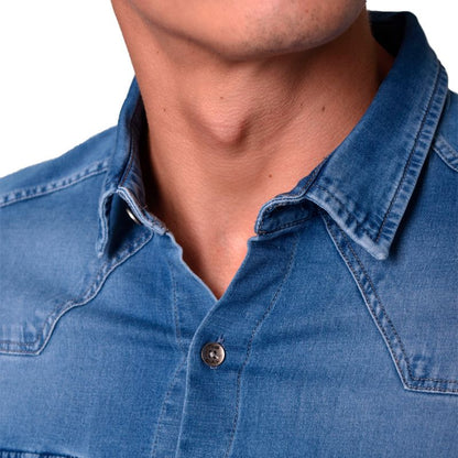 CAMISA DENIM MANGA CORTA PERFECT FIT - ICE