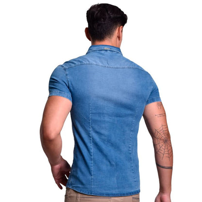 CAMISA DENIM MANGA CORTA PERFECT FIT - ICE