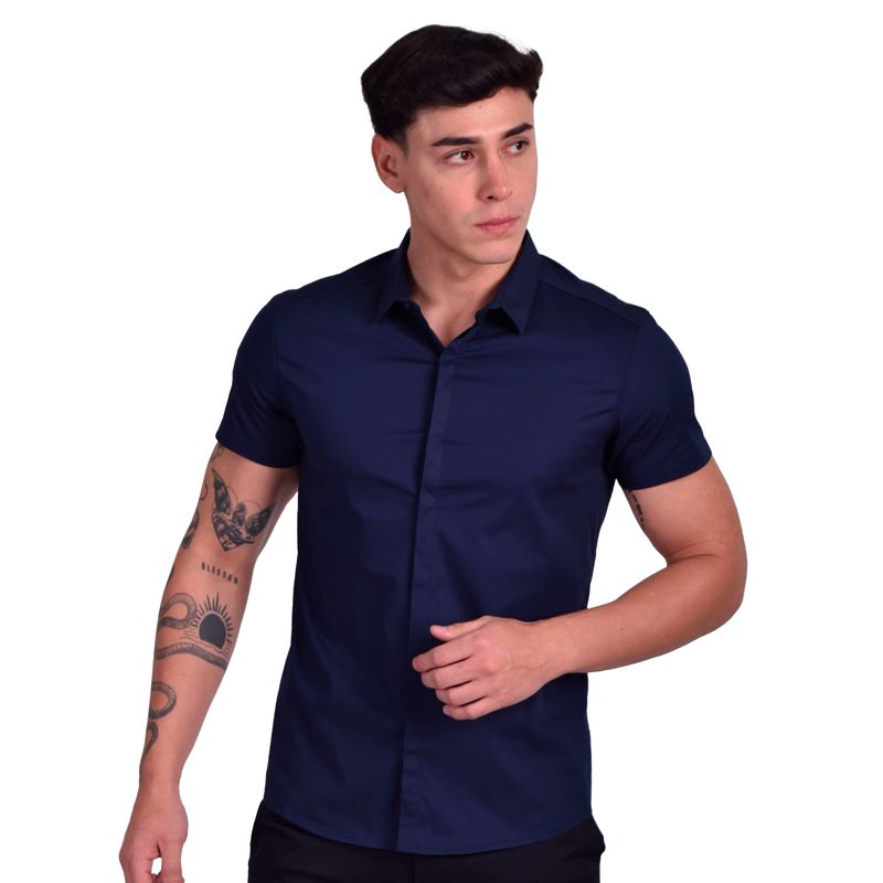 SHORT SLEEVE SHIRT PERFECT FIT - MIDNIGHT BLUE