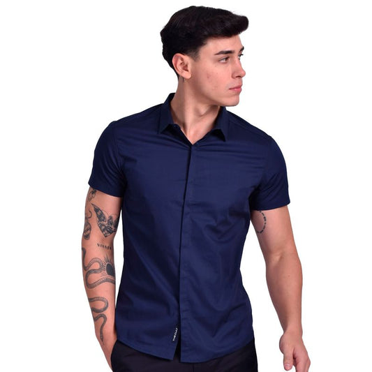 CAMISA MANGA CORTA PERFECT FIT - AZUL NOCHE