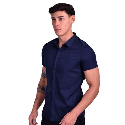 SHORT SLEEVE SHIRT PERFECT FIT - MIDNIGHT BLUE