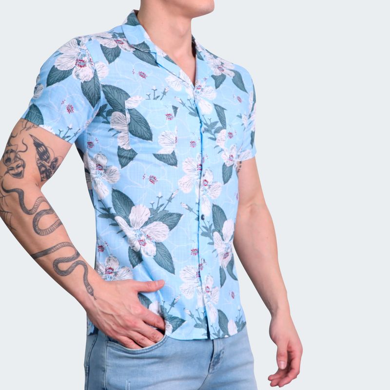 RELAXED FIT HAWAIIAN SHIRT - BLACEL