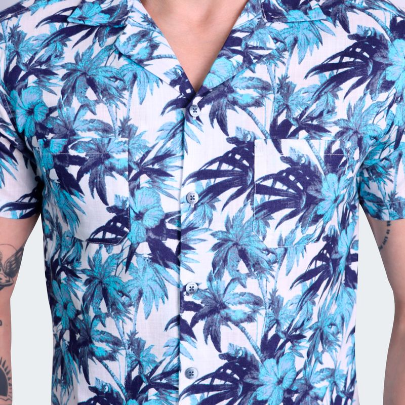 RELAXED FIT HAWAIIAN SHIRT - LIGHT BLUE
