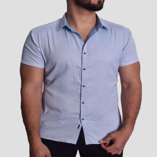 REVERSIBLE SHORT SLEEVE SHIRT - SKY