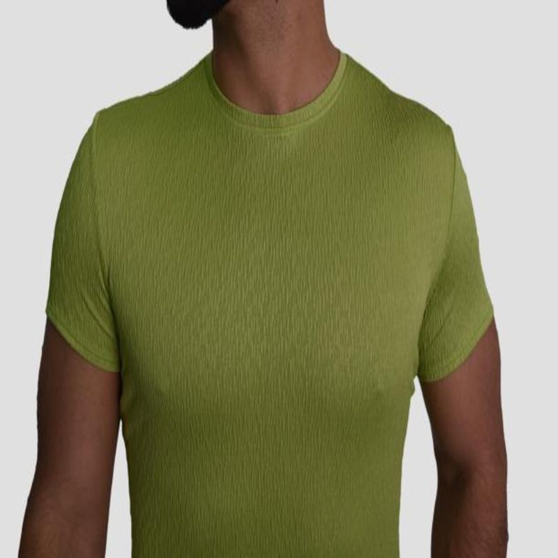SHORT SLEEVE ROUND NECK JACQUARD POLO SHIRT - GREEN