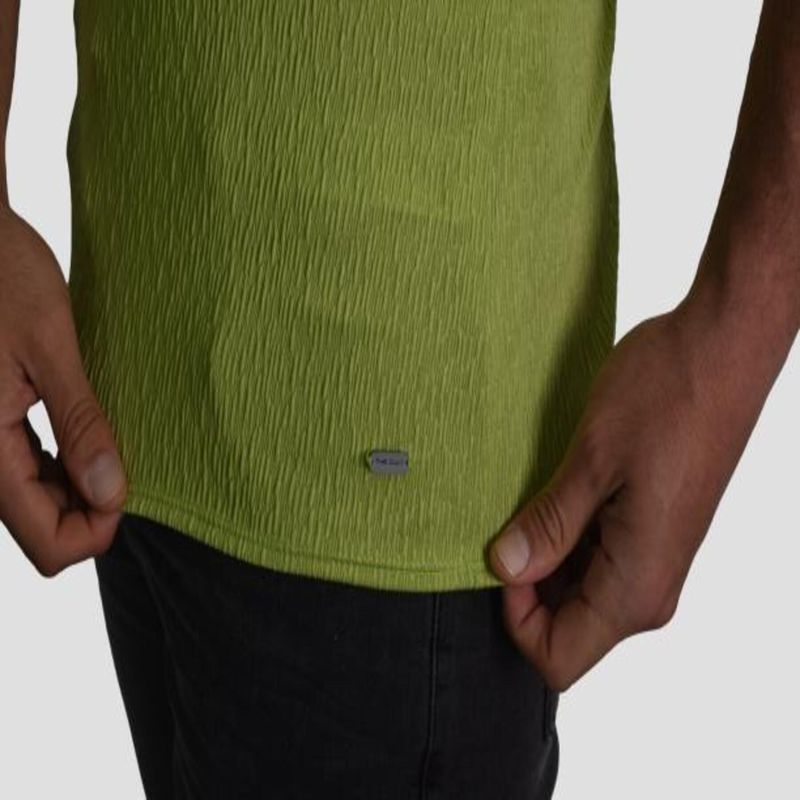 SHORT SLEEVE ROUND NECK JACQUARD POLO SHIRT - GREEN