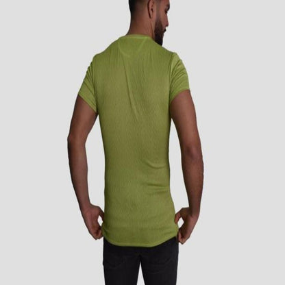 SHORT SLEEVE ROUND NECK JACQUARD POLO SHIRT - GREEN