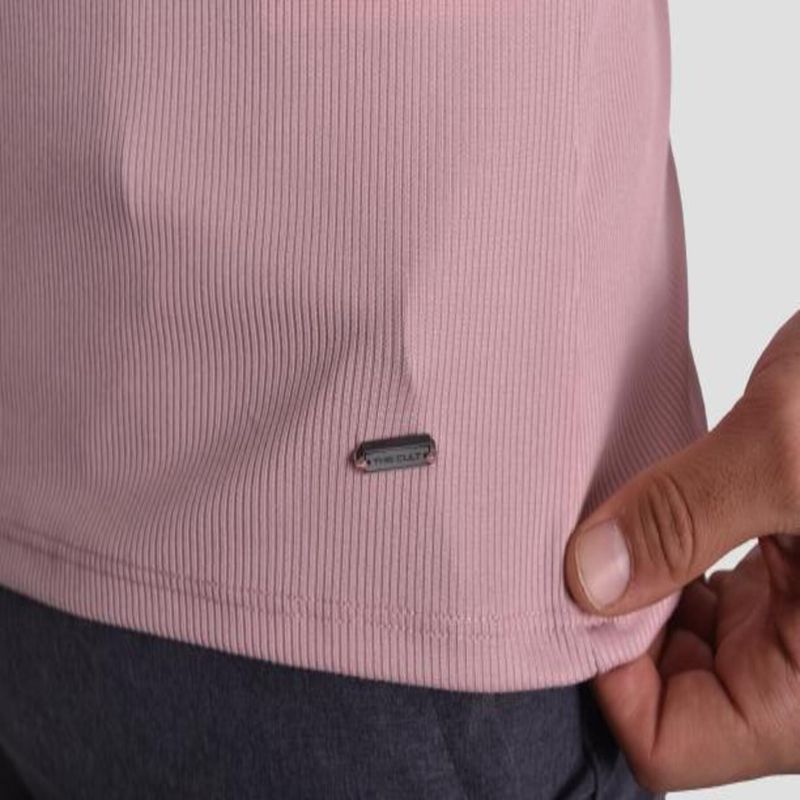 RIB-KNIT SHORT-SLEEVE ROUND NECK POLO SHIRT - ROUSE