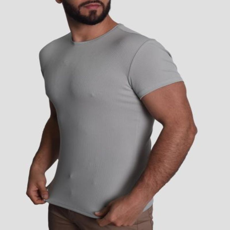 POLO ACANALADO MANGA CORTA CUELLO REDONDO - MINT