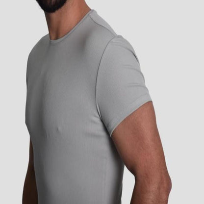 POLO ACANALADO MANGA CORTA CUELLO REDONDO - MINT