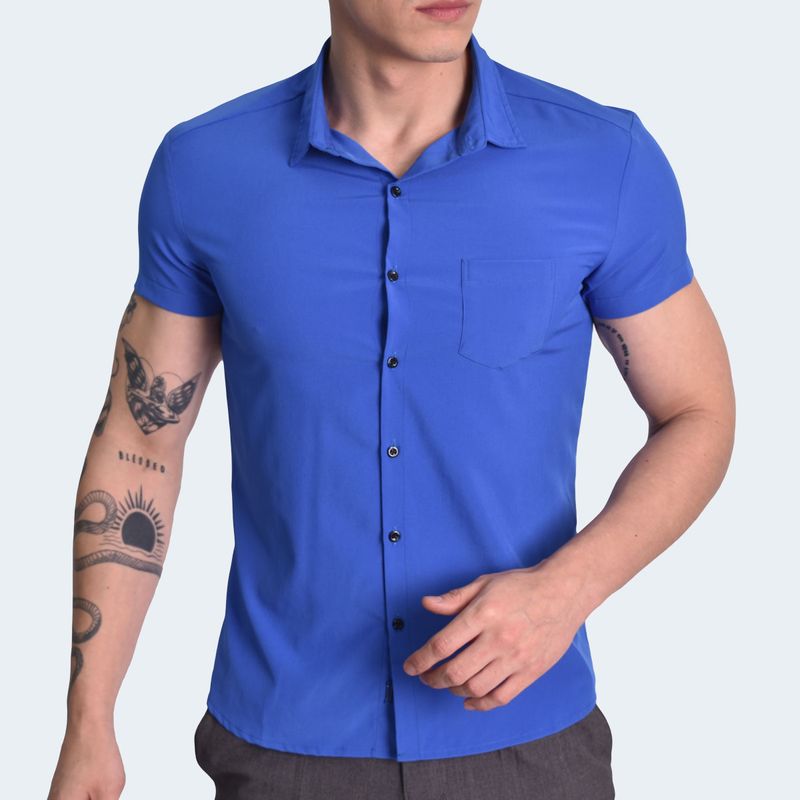 CAMISA MANGA CORTA PERFECT FIT - AZUL