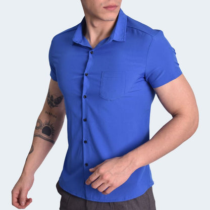 CAMISA MANGA CORTA PERFECT FIT - AZUL