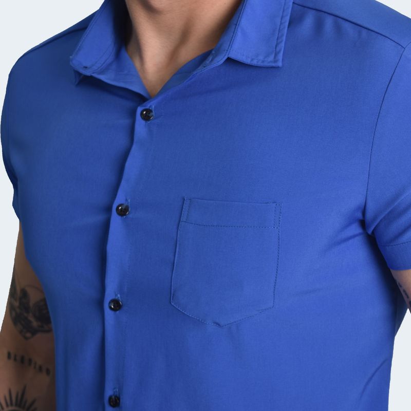 CAMISA MANGA CORTA PERFECT FIT - AZUL