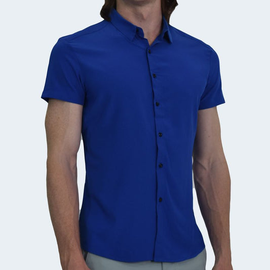SHORT SLEEVE PERFECT FIT SHIRT - BLUE