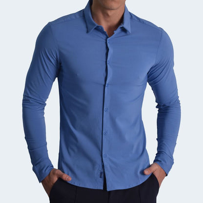 CAMISA MANGA LARGA PERFECT FIT - ACERO