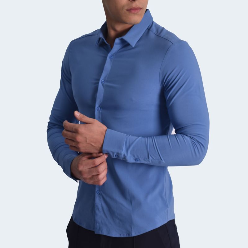 CAMISA MANGA LARGA PERFECT FIT - ACERO