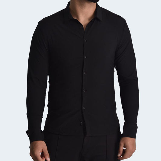 LONG SLEEVE SHIRT PERFECT FIT - BLACK