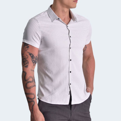 CAMISA MANGA CORTA  A CUADROS PERFECT FIT - BLANE