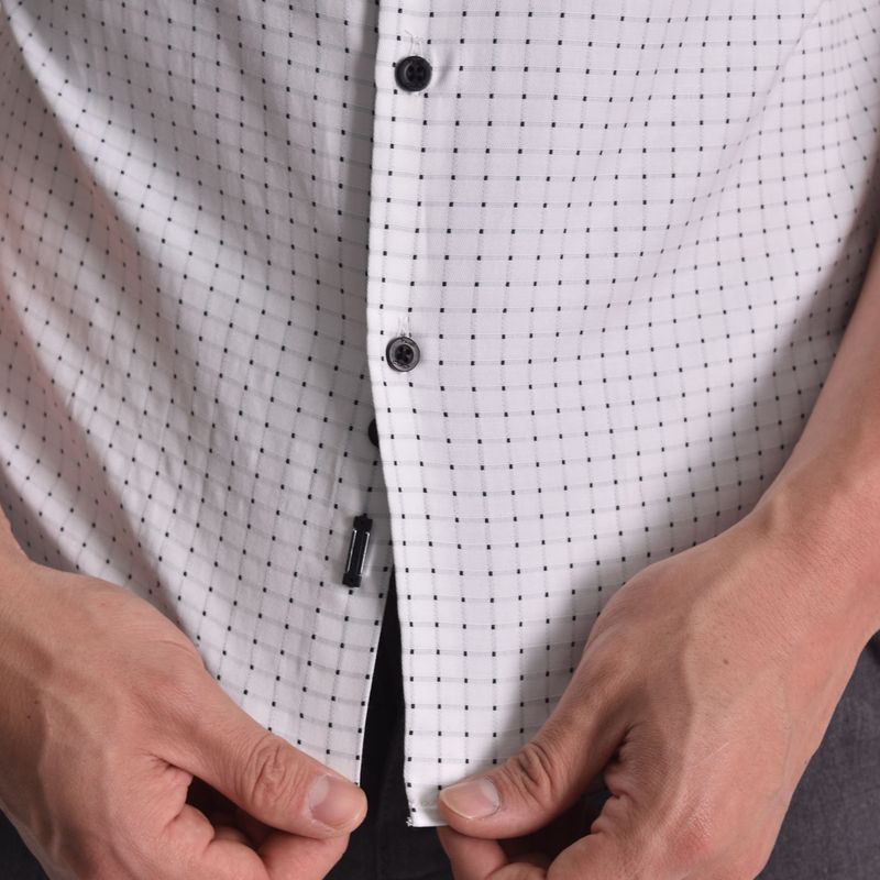 CAMISA MANGA CORTA  A CUADROS PERFECT FIT - BLANE