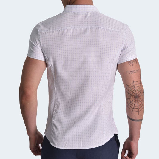 SHORT SLEEVE PERFECT FIT PLAID SHIRT - BLACEL