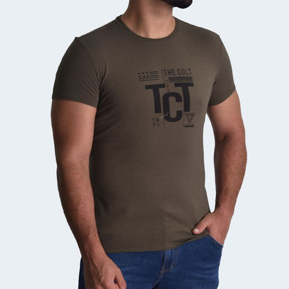 PERFECT FIT ROUND NECK POLO SHIRT - OLIVE GREEN